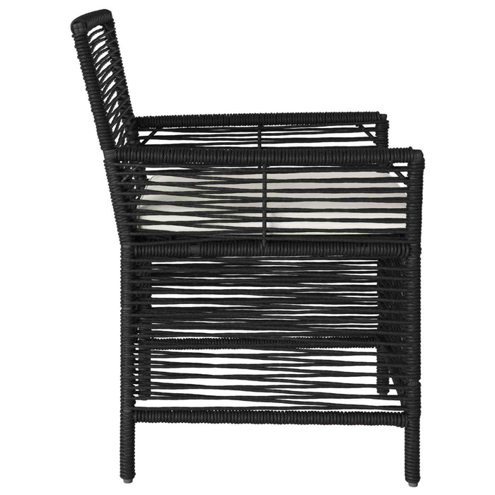 Scaun pentru exterior cu pernă 2 pcs Negru și Crem poliratan - WALTI WALTI