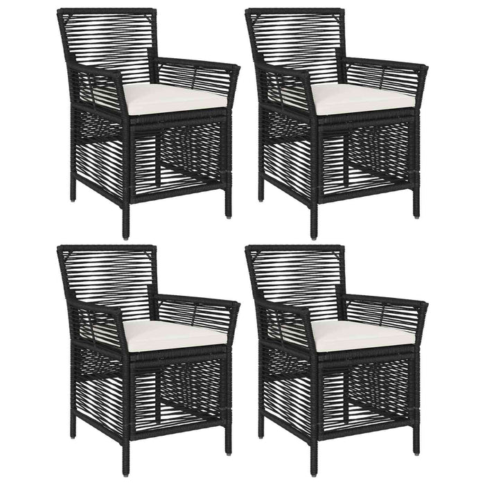 Scaun pentru exterior cu pernă 4 pcs Negru și Crem poliratan - WALTI WALTI