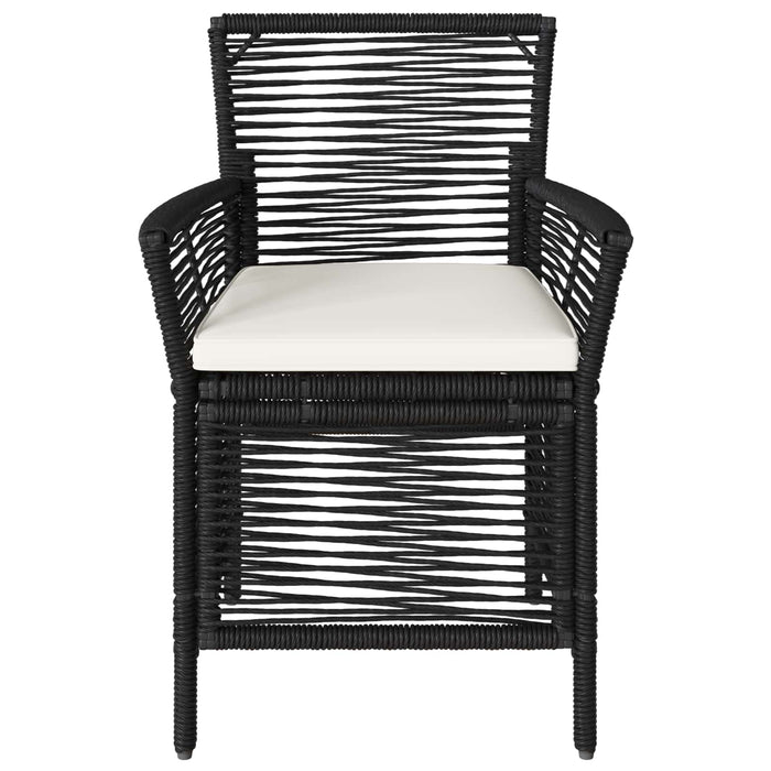Scaun pentru exterior cu pernă 4 pcs Negru și Crem poliratan - WALTI WALTI
