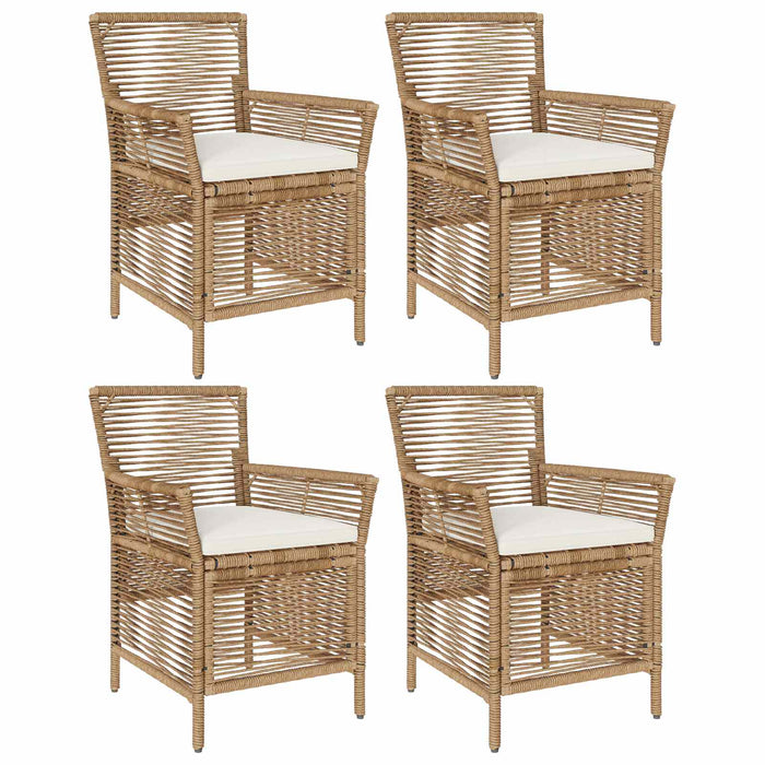 Scaun pentru exterior cu pernă 4 pcs Bej și crem poliratan - WALTI WALTI