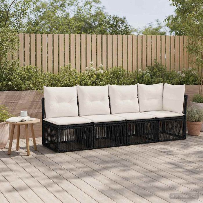 Sofa cu 4 locuri și braț stâng 4 pcs 4-Număr de locuri Negru - WALTI WALTI