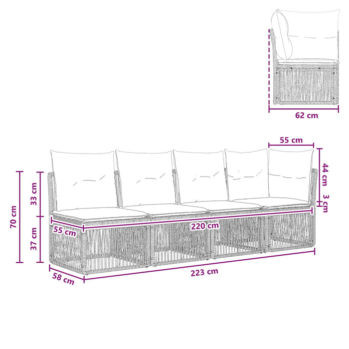 Sofa cu 4 locuri și braț stâng 4 pcs 4-Număr de locuri Bej WALTI