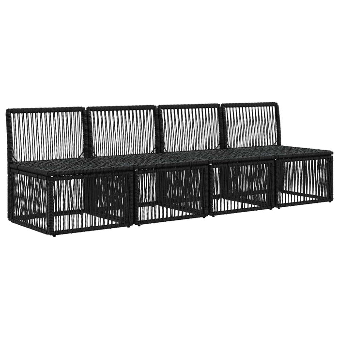 Canapea cu 4 locuri 4 pcs 4-Număr de locuri Negru poliratan WALTI