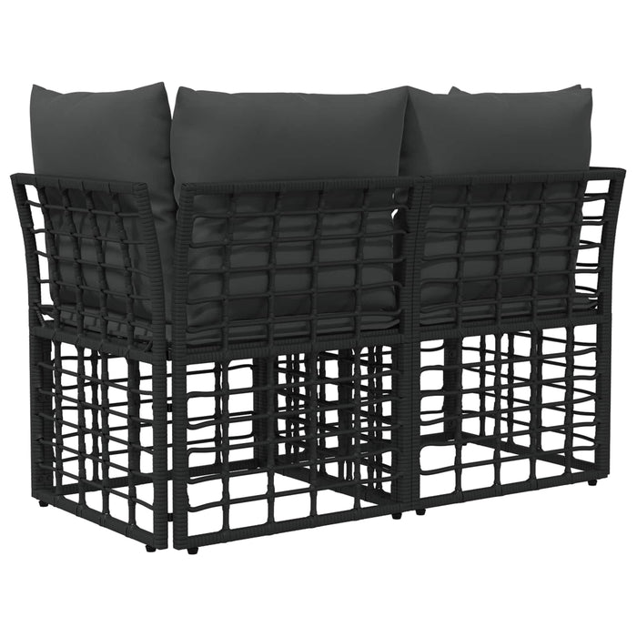 Loveseat pentru exterior 2 pcs Negru și Gri închis poliratan WALTI