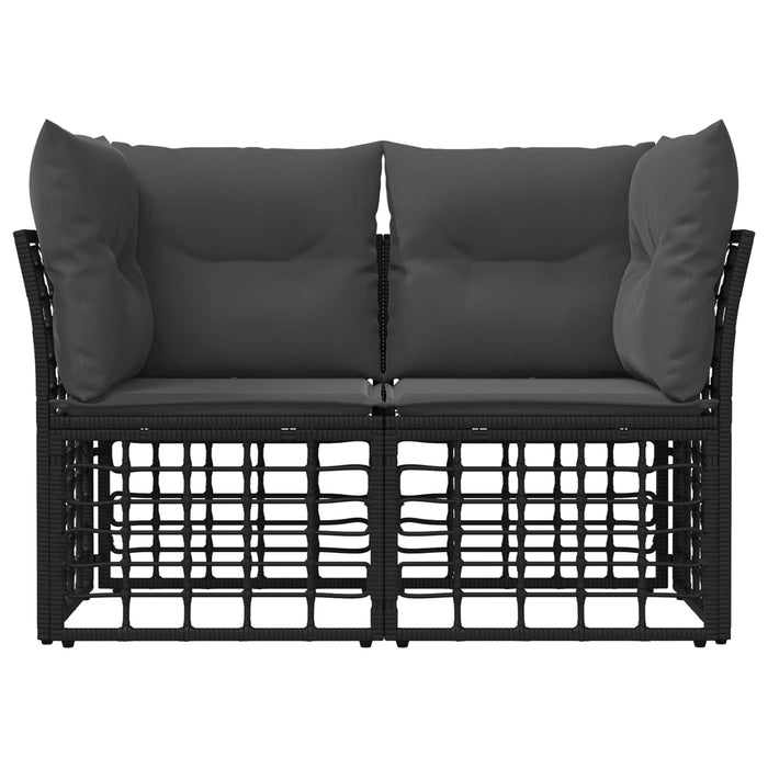 Loveseat pentru exterior 2 pcs Negru și Gri închis poliratan WALTI