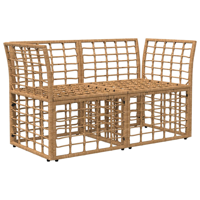Loveseat pentru exterior 2 pcs Alb Natural și Crem poliratan WALTI