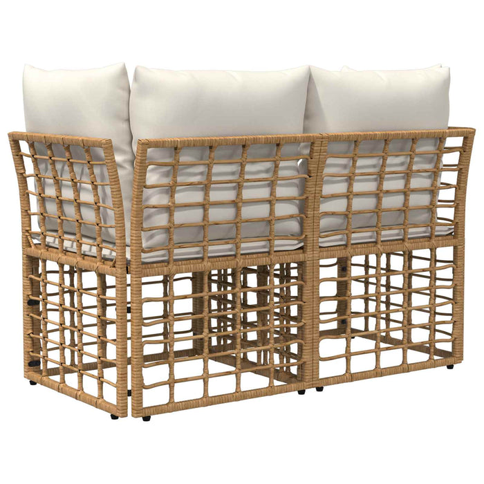 Loveseat pentru exterior 2 pcs Alb Natural și Crem poliratan WALTI