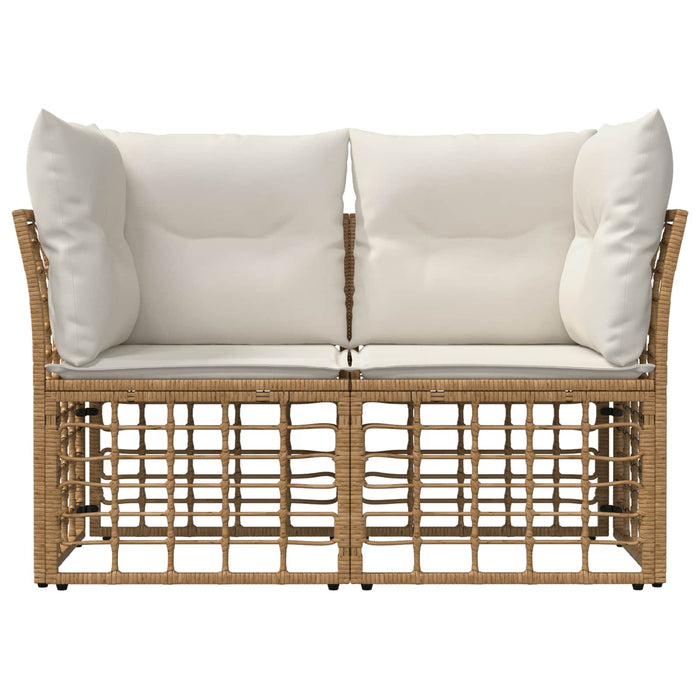 Loveseat pentru exterior 2 pcs Alb Natural și Crem poliratan WALTI