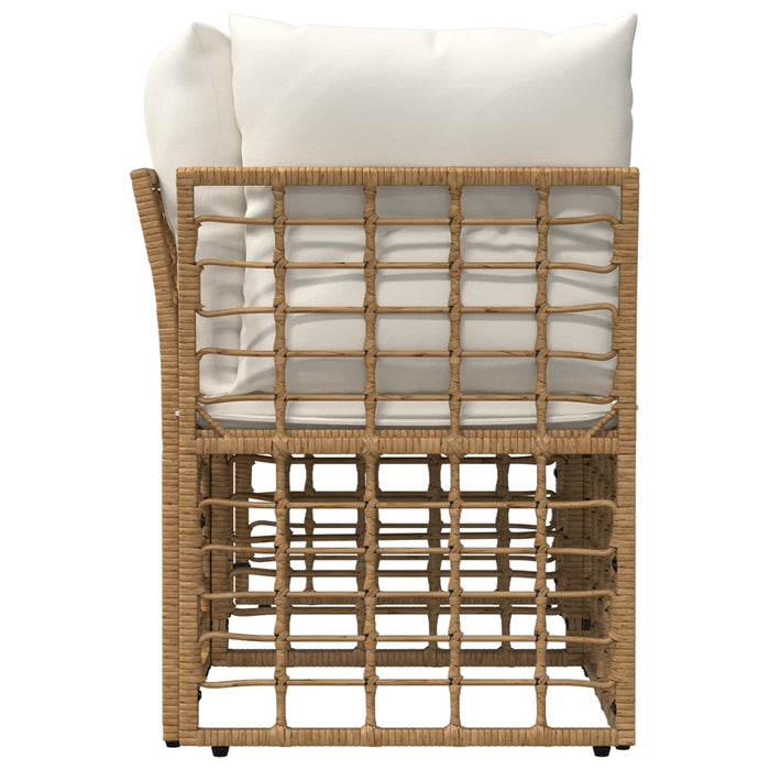 Loveseat pentru exterior 2 pcs Alb Natural și Crem poliratan WALTI