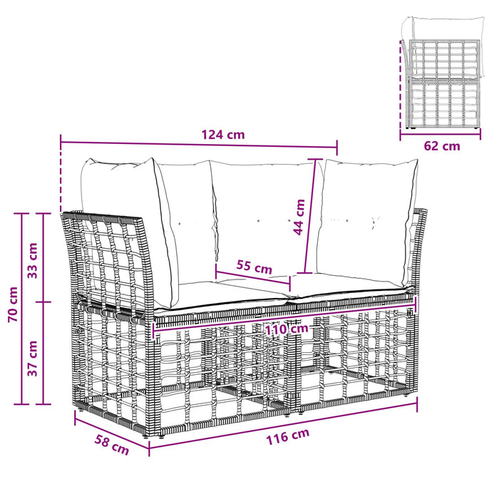 Loveseat pentru exterior 2 pcs Alb Natural și Crem poliratan WALTI