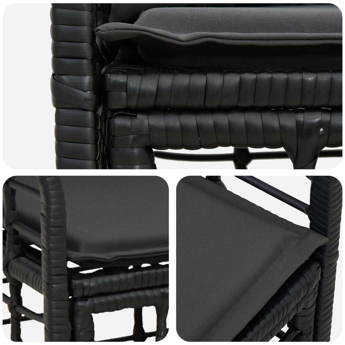 Loveseat pentru exterior 2 pcs Negru și Gri închis poliratan WALTI