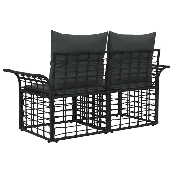 Loveseat pentru exterior 2 pcs Negru și Gri închis poliratan WALTI