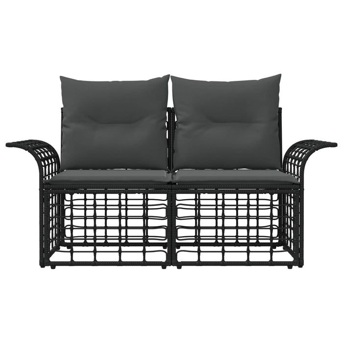 Loveseat pentru exterior 2 pcs Negru și Gri închis poliratan WALTI