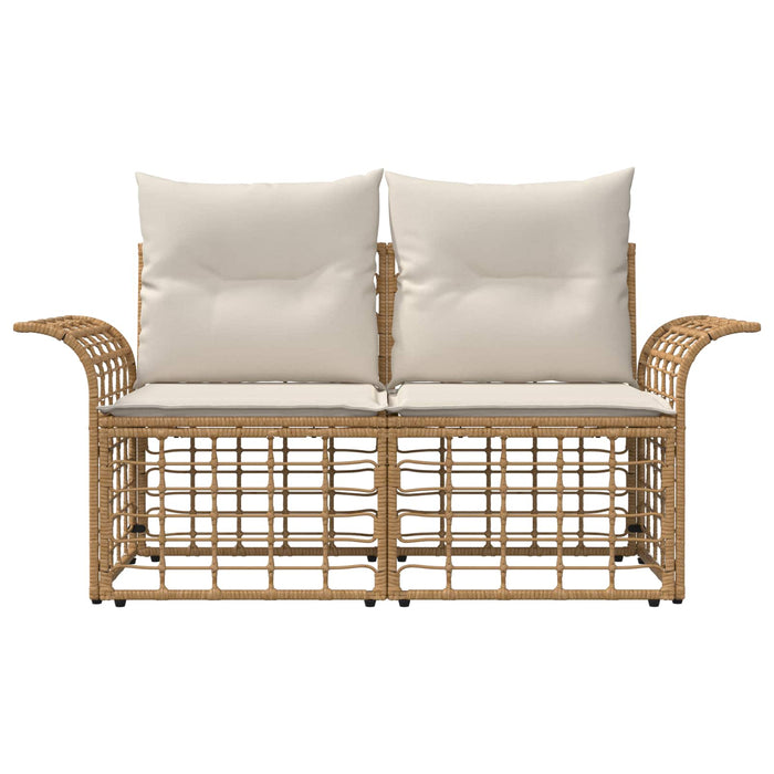 Loveseat pentru exterior 2 pcs Alb Natural și Crem poliratan WALTI