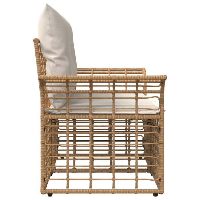 Loveseat pentru exterior 2 pcs Alb Natural și Crem poliratan WALTI