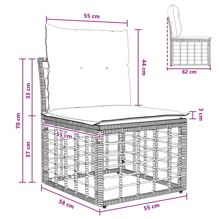 Unitate canapea modulară pentru exterior fără brațe Negru WALTI