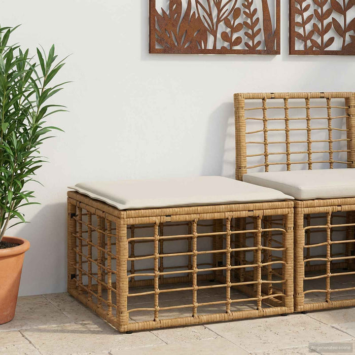 Taburet pentru grădină natural poliratan WALTI
