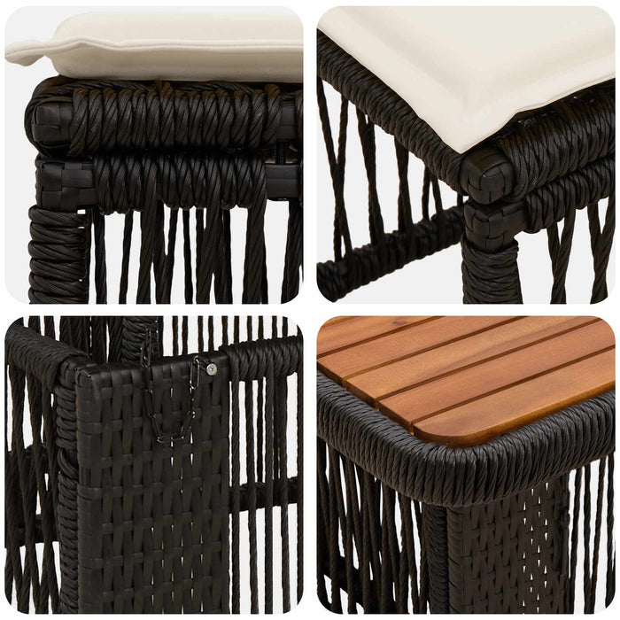 Set de masă pentru grădină cu pernă 3 pcs Bej și crem poliratan - WALTI WALTI