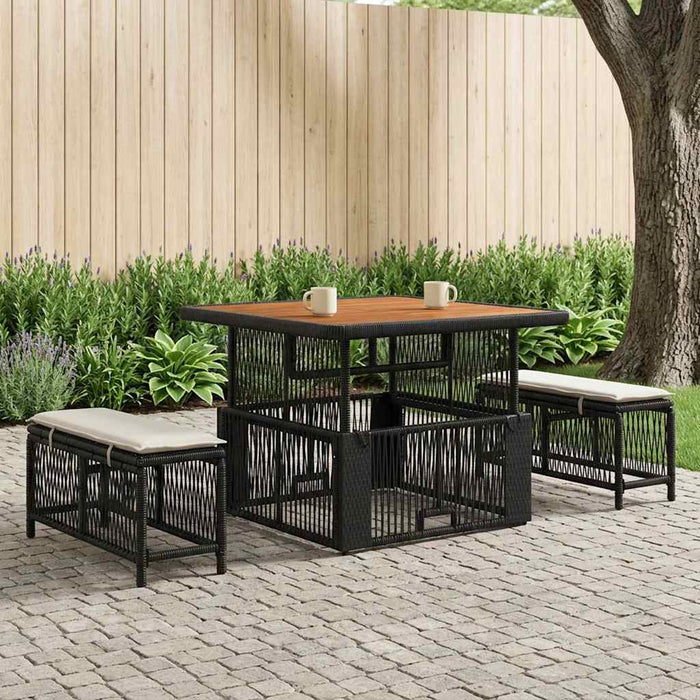 Set de masă pentru grădină cu pernă 3 pcs Bej și crem poliratan - WALTI WALTI
