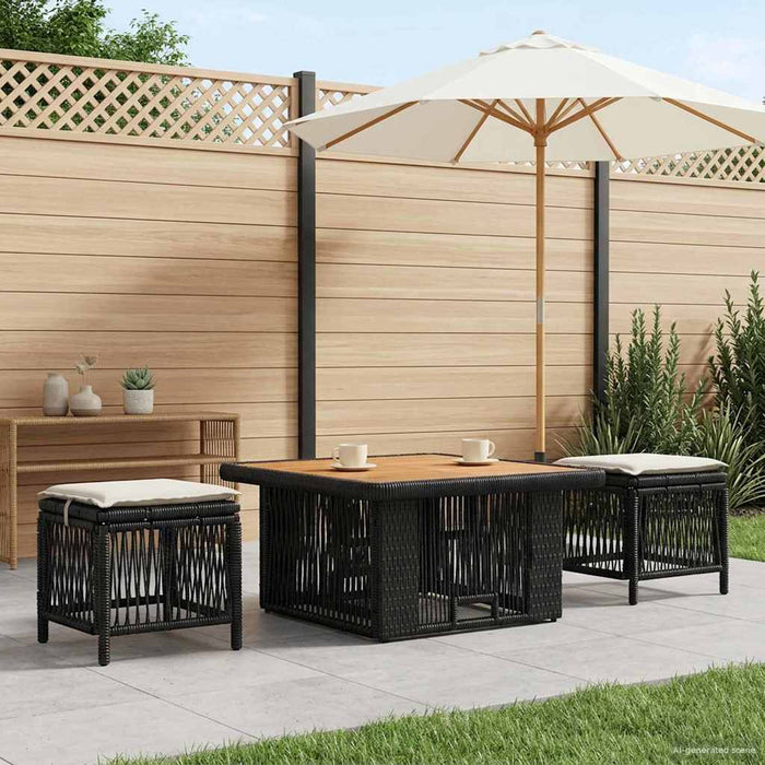 Set de masă pentru grădină cu pernă 3 pcs Bej și crem poliratan - WALTI WALTI
