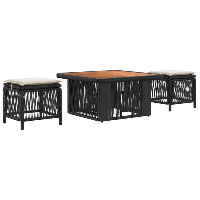 Set de masă pentru grădină cu pernă 3 pcs Bej și crem poliratan - WALTI WALTI