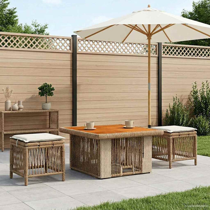 Set de masă pentru grădină cu pernă 3 pcs Bej și crem poliratan - WALTI WALTI