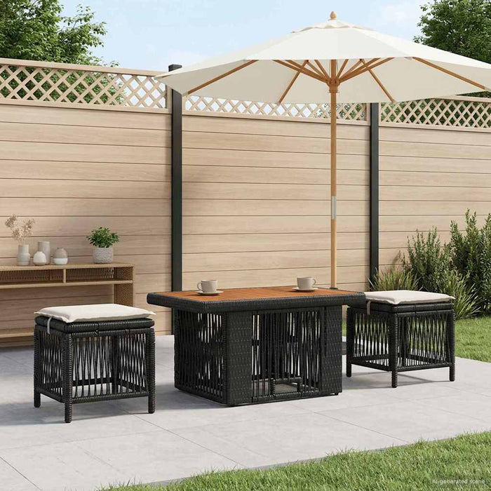 Set de masă pentru grădină 3 pcs Negru și Crem poliratan - WALTI WALTI