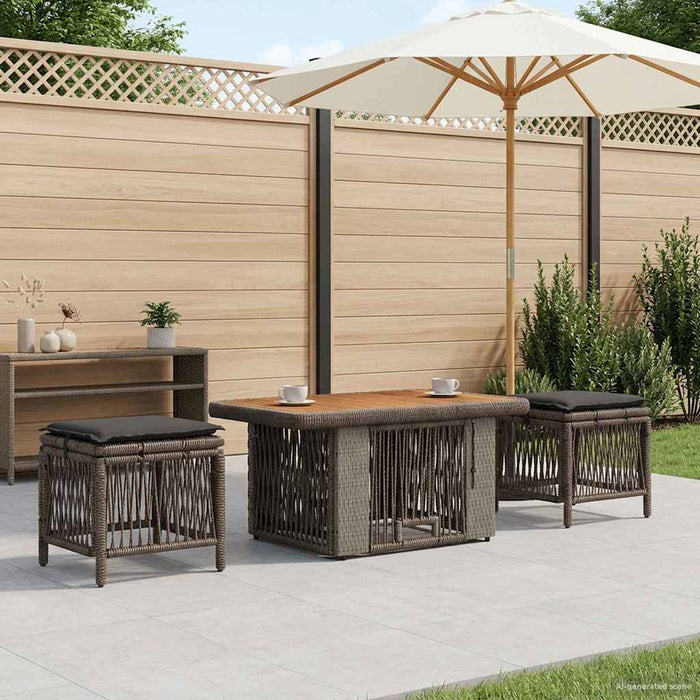 Set de masă pentru grădină 3 pcs Gri și gri închis poliratan - WALTI WALTI