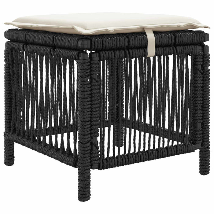 Set de masă pentru grădină 4 pcs Negru și Crem poliratan - WALTI WALTI