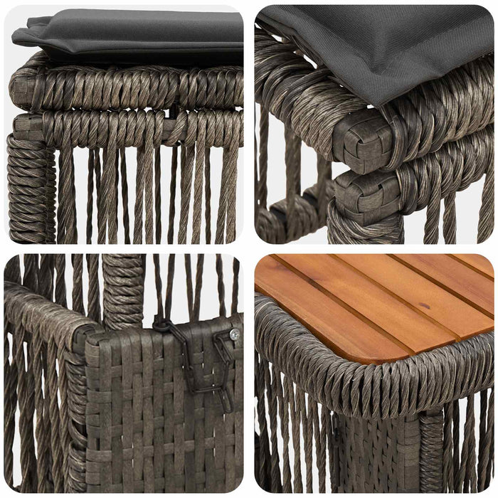 Set de masă pentru grădină 4 pcs Gri și gri închis poliratan - WALTI WALTI