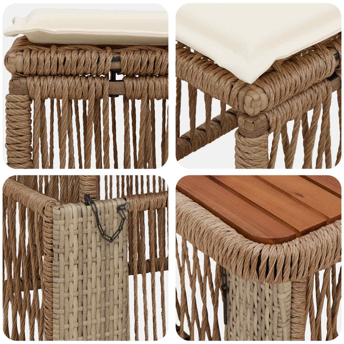 Set de masă pentru grădină cu pernă 4 pcs Bej și crem poliratan - WALTI WALTI
