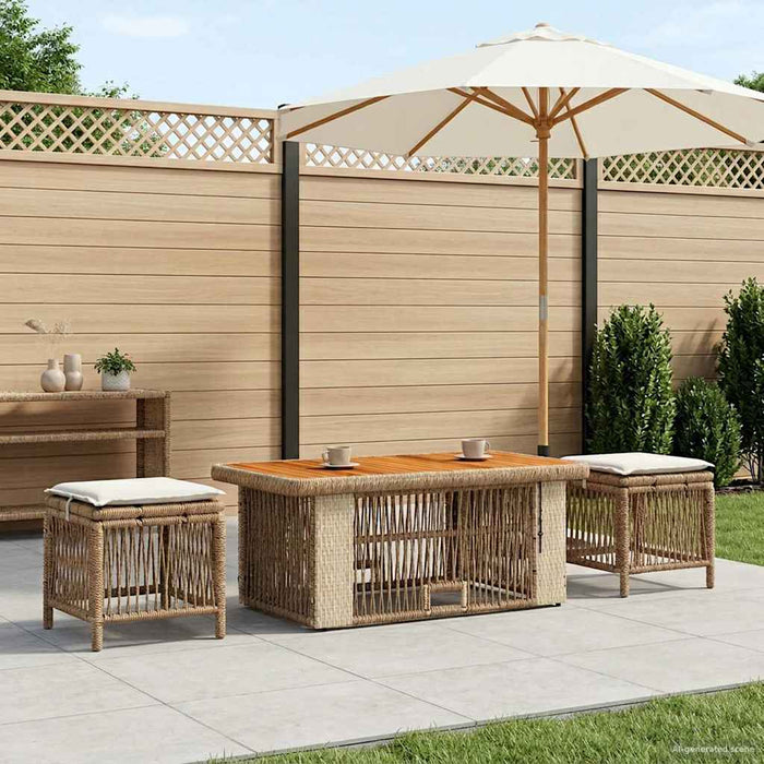 Set de masă pentru grădină cu pernă 4 pcs Bej și crem poliratan - WALTI WALTI