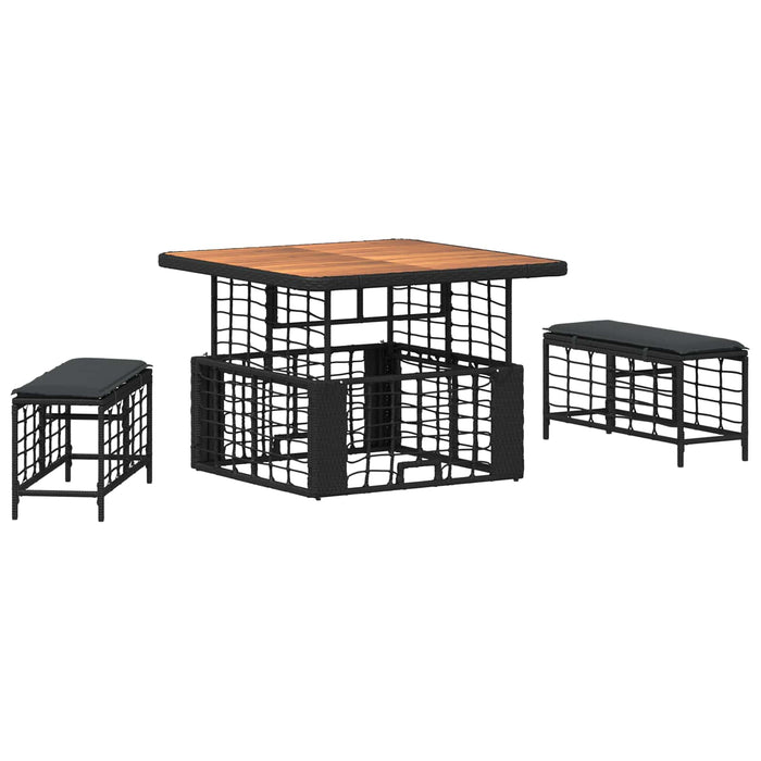 Set de masă pentru grădină cu pernă 3 pcs Negru și Gri - WALTI WALTI