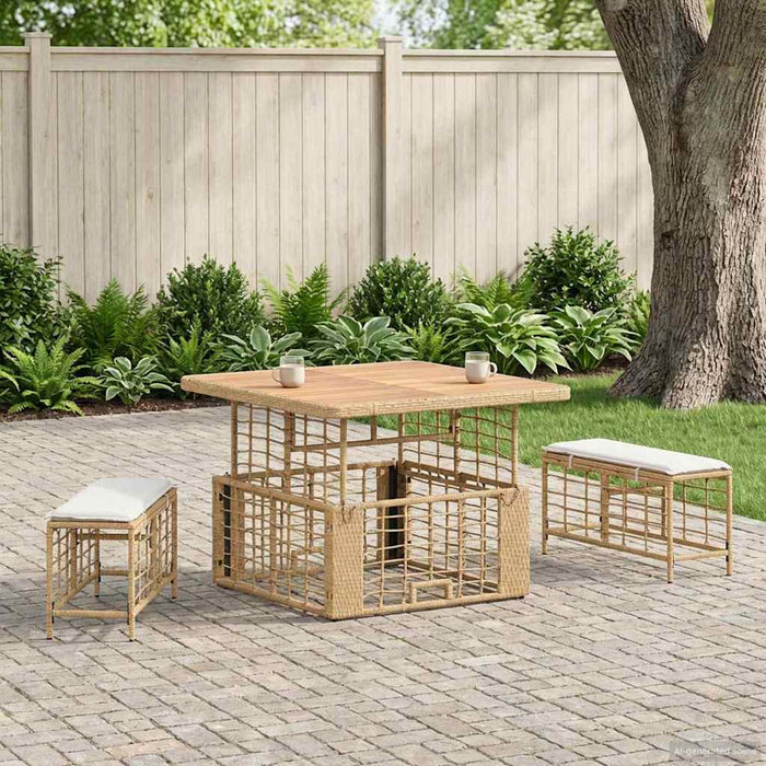 Set de masă pentru grădină cu pernă 3 pcs Natur și Alb - WALTI WALTI