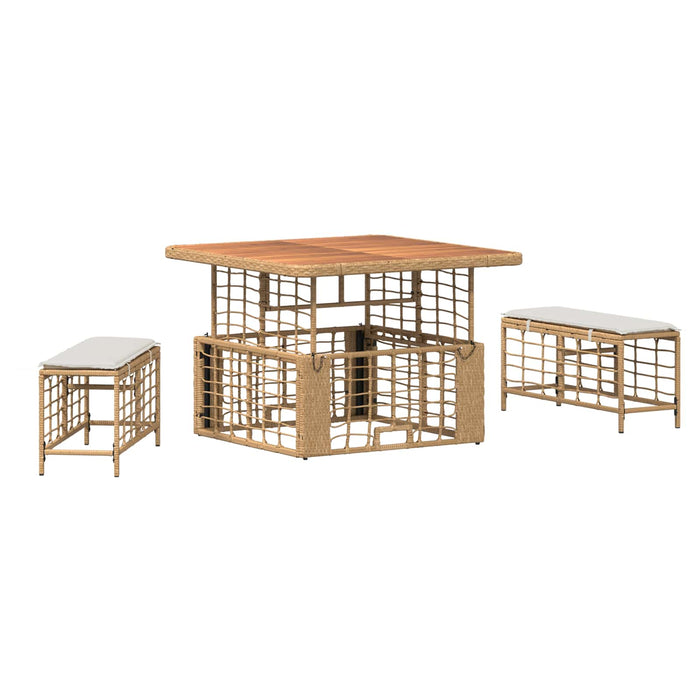 Set de masă pentru grădină cu pernă 3 pcs Natur și Alb - WALTI WALTI