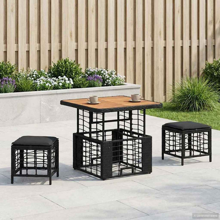 Set de masă pentru grădină cu pernă 3 pcs Negru și Gri - WALTI WALTI