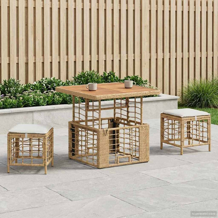 Set de masă pentru grădină cu pernă 3 pcs Natur și Alb - WALTI WALTI