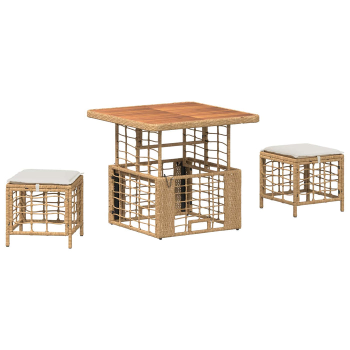 Set de masă pentru grădină cu pernă 3 pcs Natur și Alb - WALTI WALTI