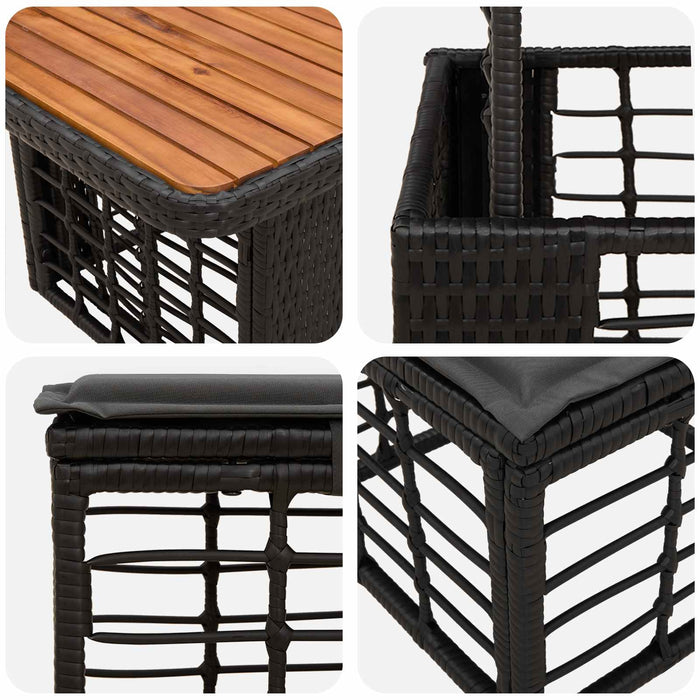 Set de masă pentru grădină cu pernă 3 pcs Negru și Gri - WALTI WALTI