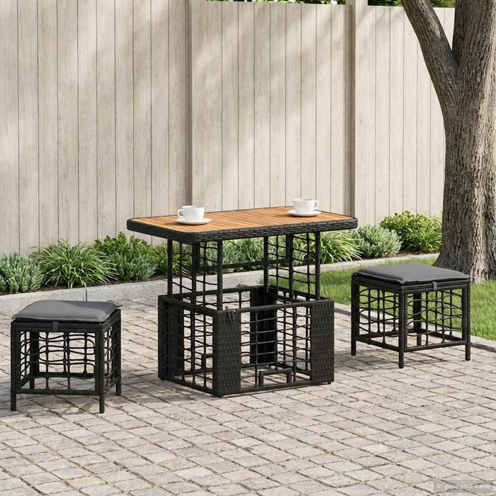 Set de masă pentru grădină cu pernă 3 pcs Negru și Gri - WALTI WALTI