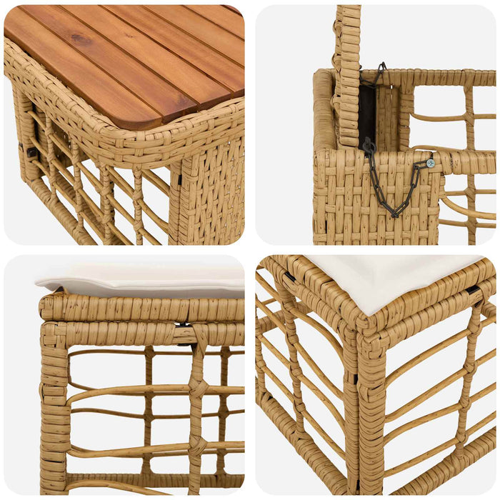 Set de masă pentru grădină cu pernă 3 pcs Natur și Alb - WALTI WALTI