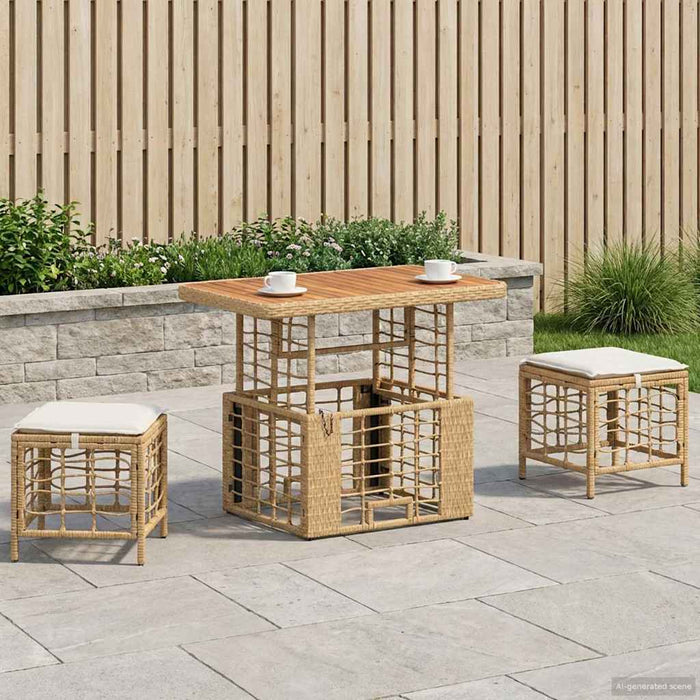 Set de masă pentru grădină cu pernă 3 pcs Natur și Alb - WALTI WALTI