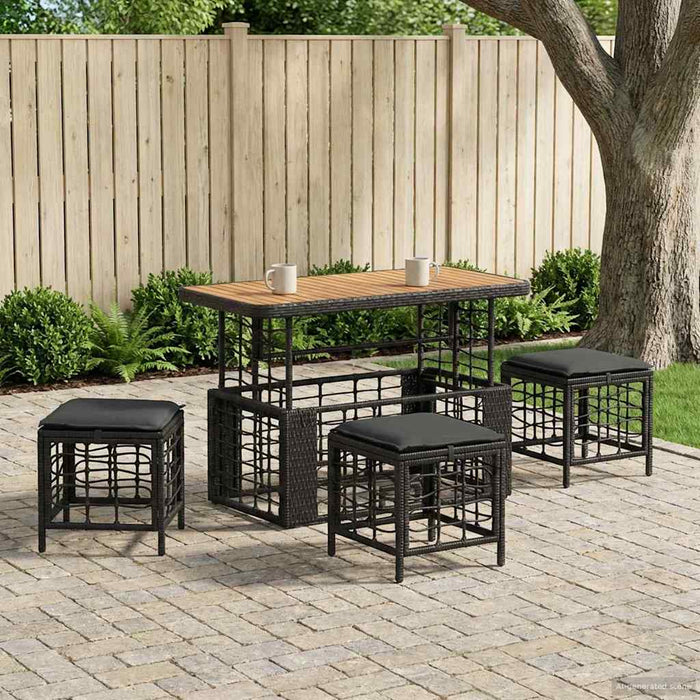 Set de masă pentru grădină cu pernă 4 pcs Negru și Gri - WALTI WALTI