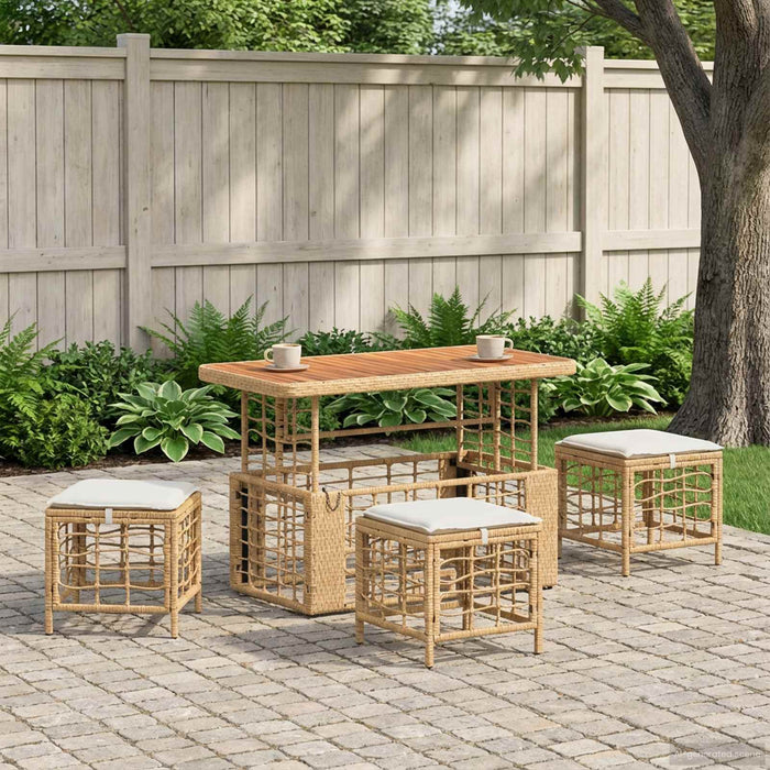Set de masă pentru grădină cu pernă 4 pcs Natur și Alb - WALTI WALTI