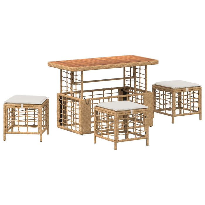 Set de masă pentru grădină cu pernă 4 pcs Natur și Alb - WALTI WALTI