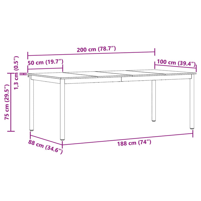 Mese de sufragerie 200 x 100 x 75 cm Lemn prelucrat WALTI