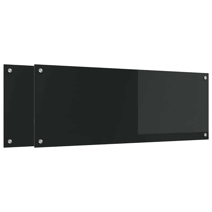 Panou de bucătărie 2 pcs Negru 110 x 40 cm sticlă securizată WALTI
