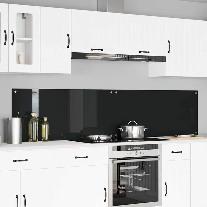 Panou de bucătărie 2 pcs Negru 110 x 50 cm sticlă securizată WALTI