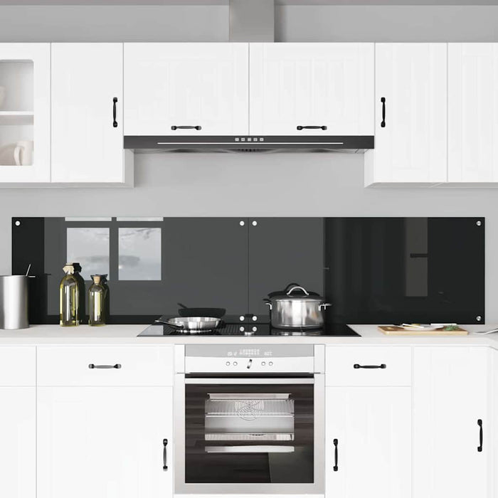 Panou de bucătărie 2 pcs Negru 110 x 50 cm sticlă securizată WALTI