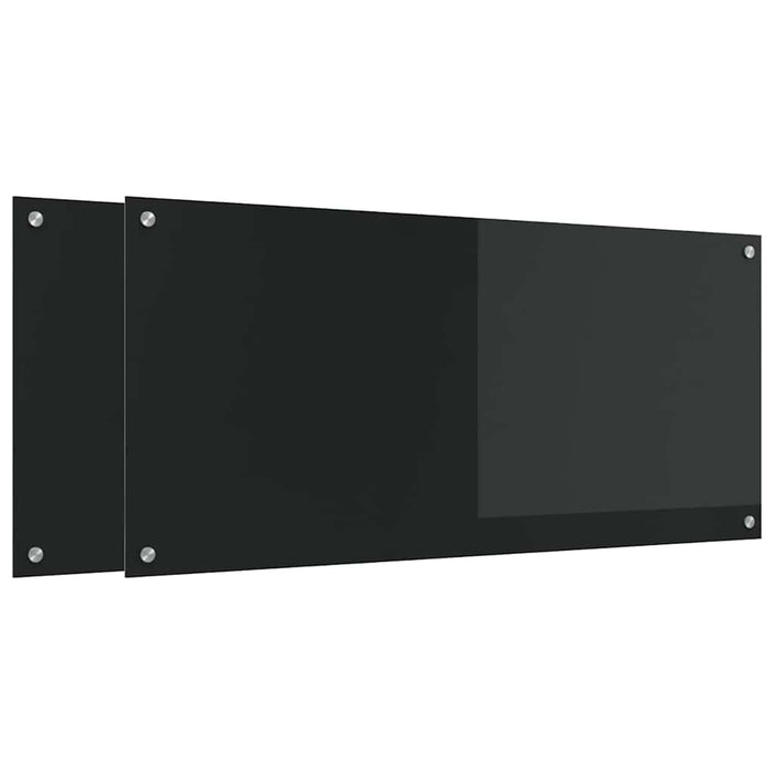 Panou de bucătărie 2 pcs Negru 110 x 50 cm sticlă securizată WALTI